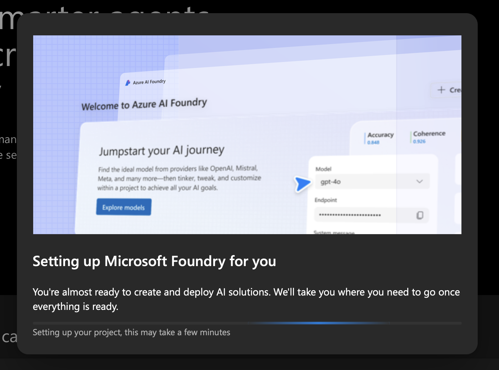 Wait for Azure AI Foundry to provision the project